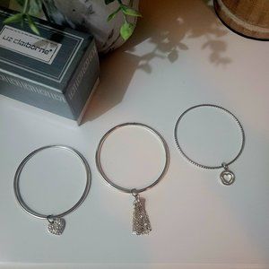 Liz Claiborne Set of 3 Silver Charm Bangles